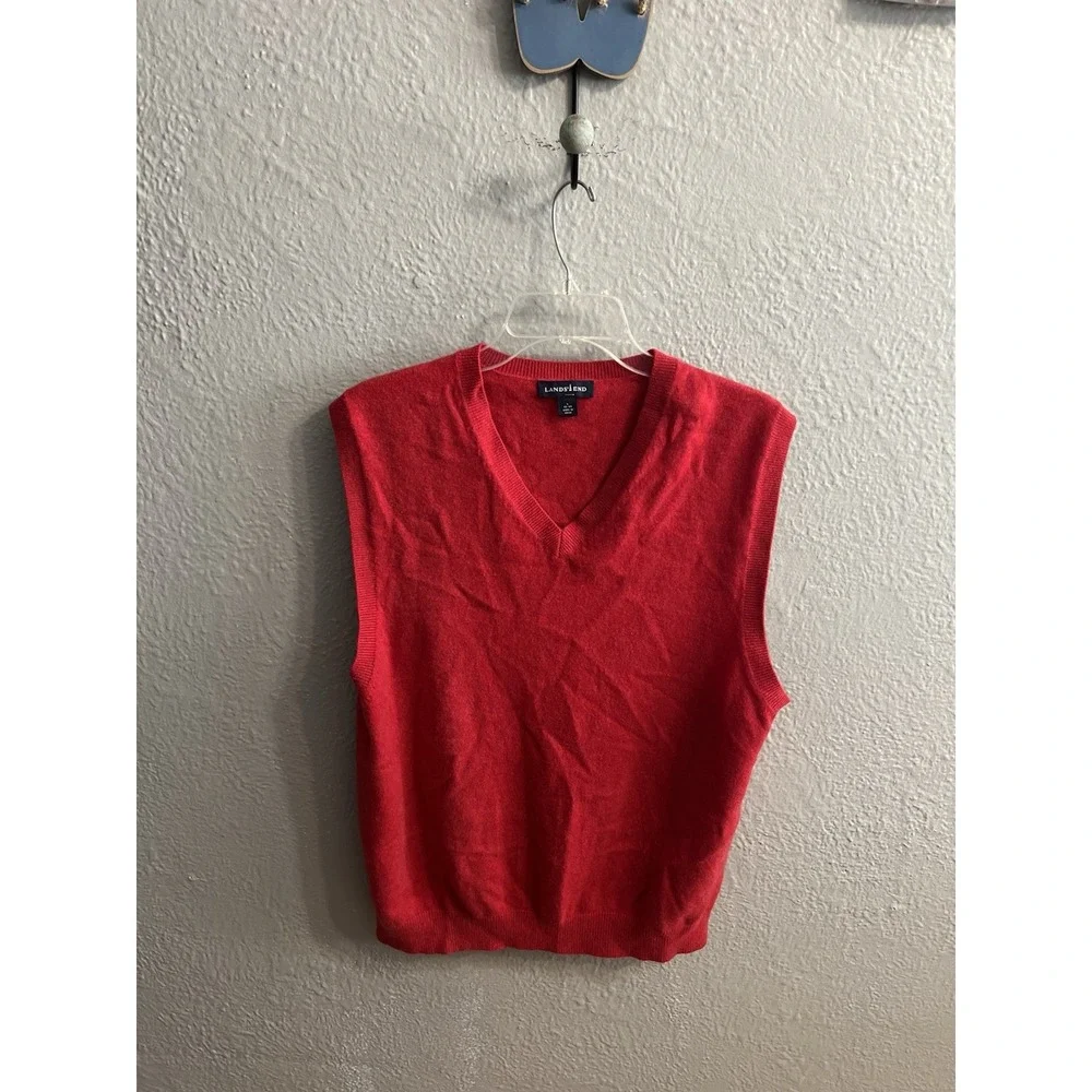 Club Room Mens Red 100% Cashmere‎ V Neck Sweater Vest Size Large